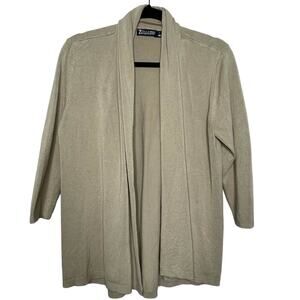 7th Avenue Design Studio NY & Co Cardigan Sweater Open Front Brown Lagenlook L